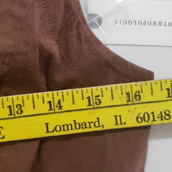 Anthropologie Linen Blend Sleeveless Vest Romper Womens S Brown Open Back - Picture 5 of 11